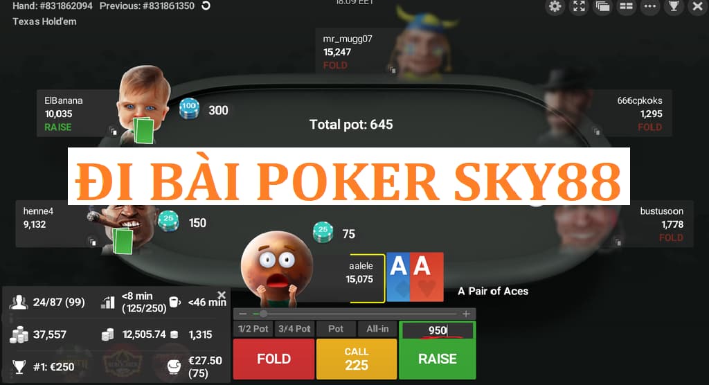 Luật cược game Poker Sky88 cực ấn tượng